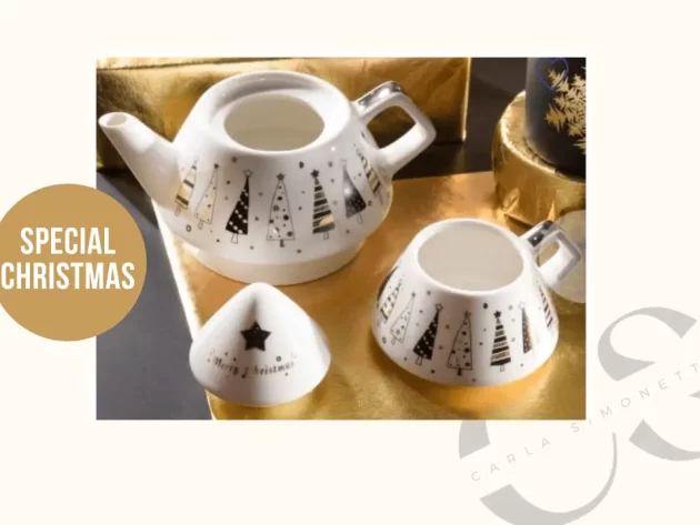 Set teiera/tazza con decori natalizi
