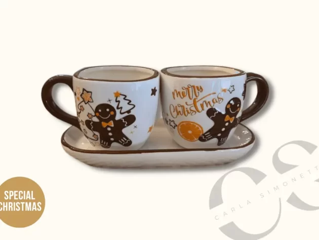 Set 2 tazzine da caffè con piatto “Pan di Zenzero”