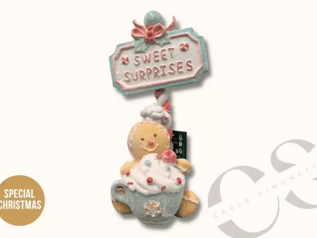 Decorazione pan di zenzero con cartello Sweet Surprises Silani